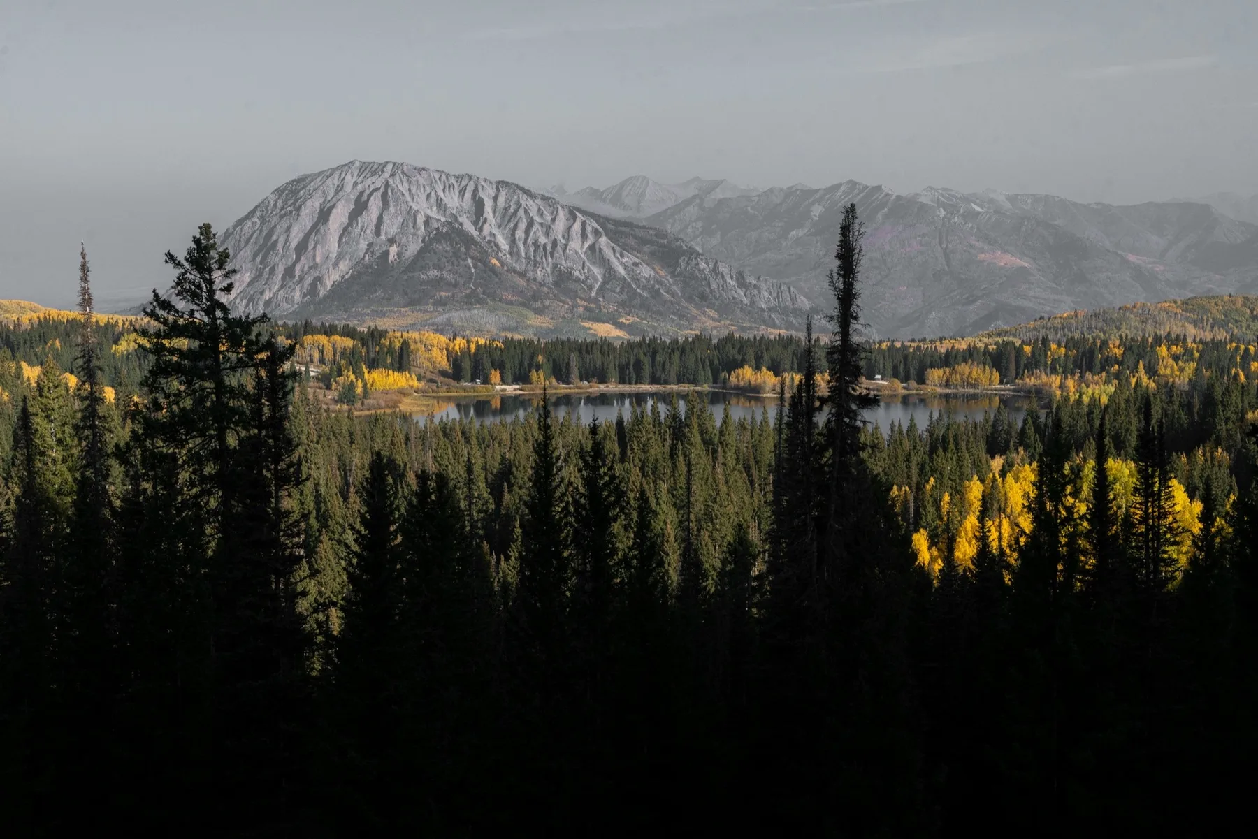 A mountain ridgeline at sunset