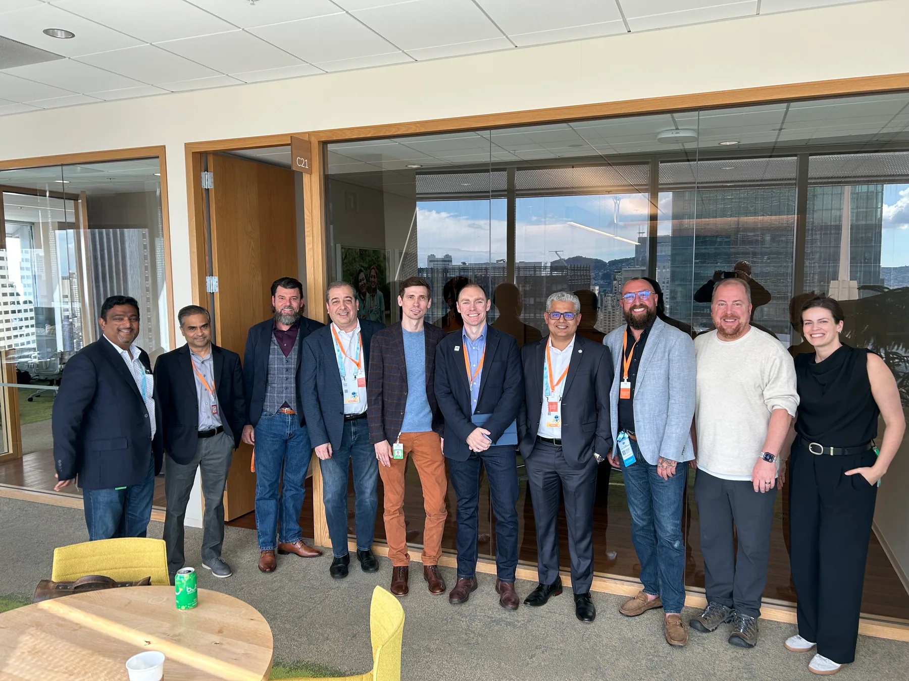 Aaron Hutten standing with colleagues after a working session